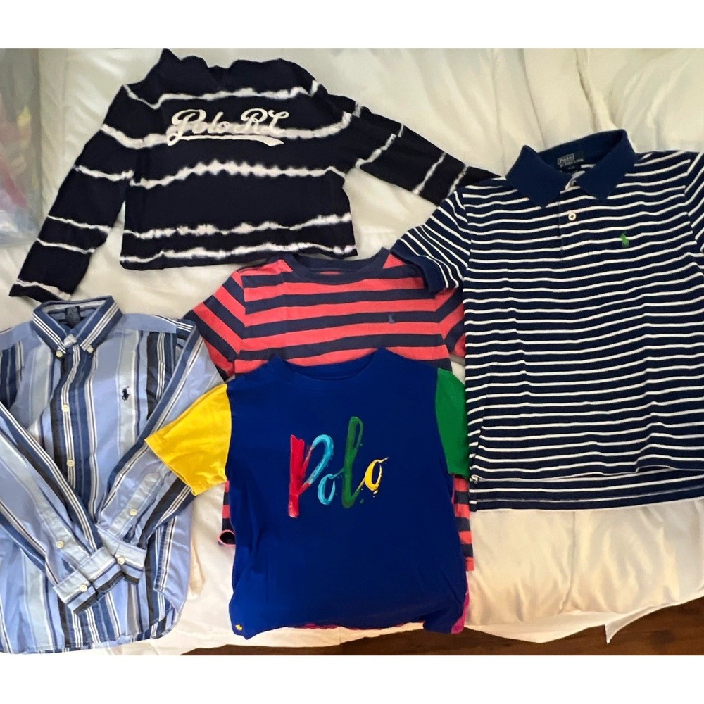Polo Ralph Lauren Boys 4-Piece Shirt Set Polo Tee Dress Shirt Hoodie S 6-7